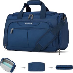 Hanke Underseat Carry On luggage Bags for Travel, Foldable Travel Bags for Women, Soft Lightweight Personal Item Travel Bag Small Carry On Bags for Airplanes, Travel Tote Bags for Women Men.（Blue）