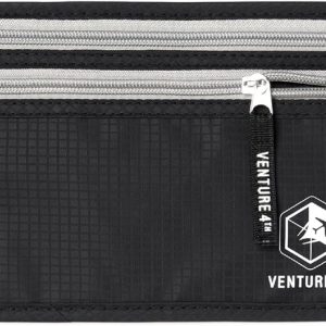 VENTURE 4TH Money Belt for Travel – Hidden Under-Clothes RFID Blocking Passport Holder & Slim Travel Wallet Pouch for Men & Women to Protect Cash, Cards & Documents (Black)
