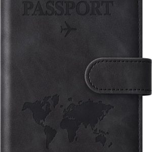 Eoehro Passport Holder for Travel Essentials, Passport Wallet Cover Case for Travel Must Haves Accessories,Passport Book Holders for Women and Men(black)
