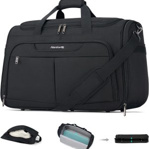 Hanke Carry On luggage Bags for Travel, Large Foldable Duffle Bag for Travel, Softside Lightweight Travel Bag Carry On Bags for Airplanes Women, Travel Tote Bags for Women Men.（Black）