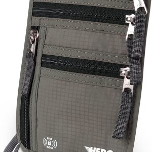 HERO Neck Wallet, RFID Blocking Passport Holder, Easy to Conceal Travel Pouch