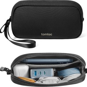 tomtoc Electronics Organizer Travel Case, Water Resistant Travel Bag Cable Organizer for Essentials, Tech Pouch Accessories Carry Storage for Cord, Phone, Cables, Airpods, USB Flash Drive, Daily Items